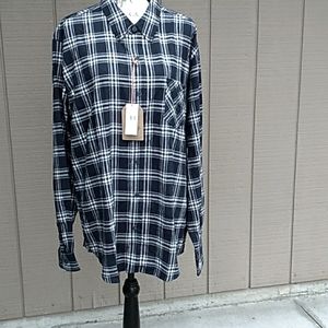 Weatherproof Midnight Blue, White And Gray Flannel Shirt Size XXL